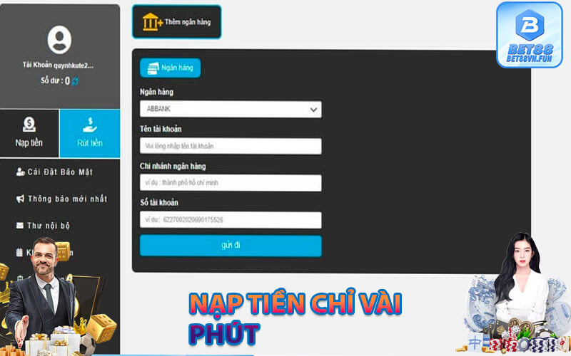 Những vấn đề cần lưu ý khi nạp tiền bet88